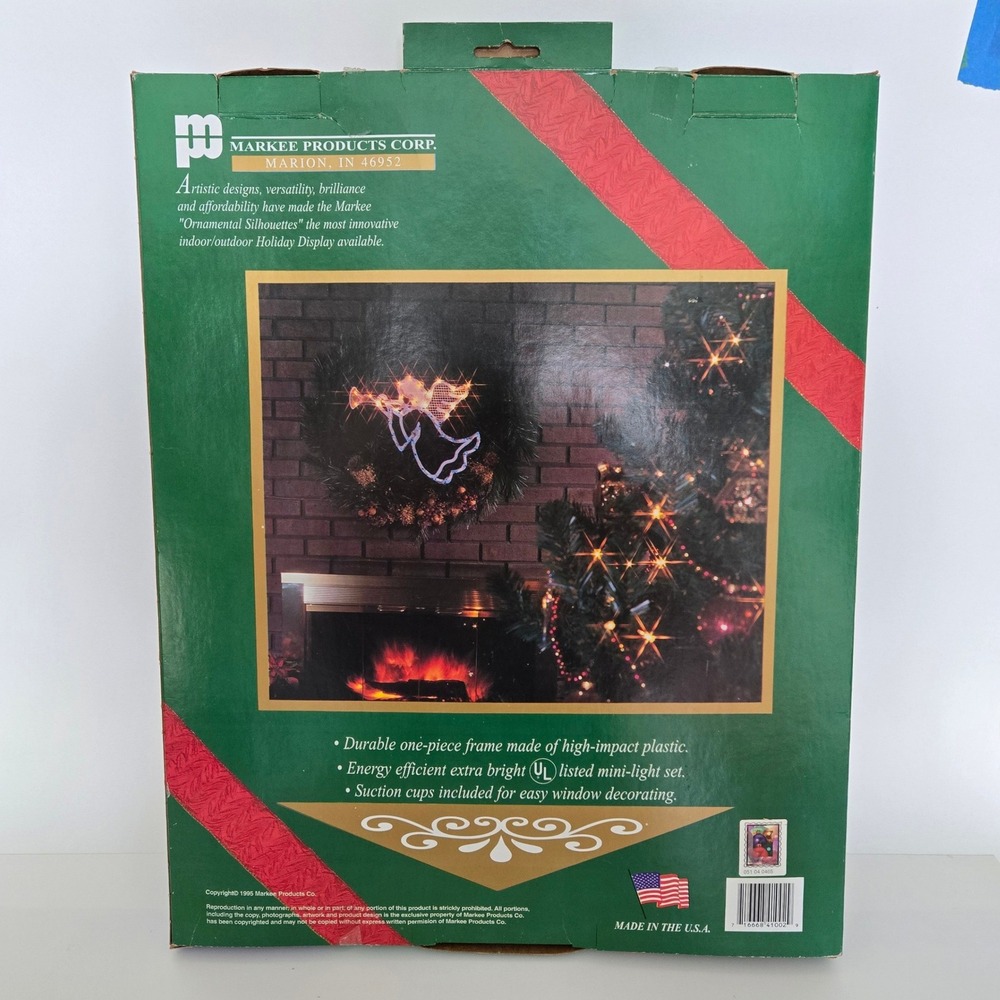 Vintage 90s Light-up Angel Lighted Indoor Outdoor Christmas Silhouettes Markee - Picture 2 of 11